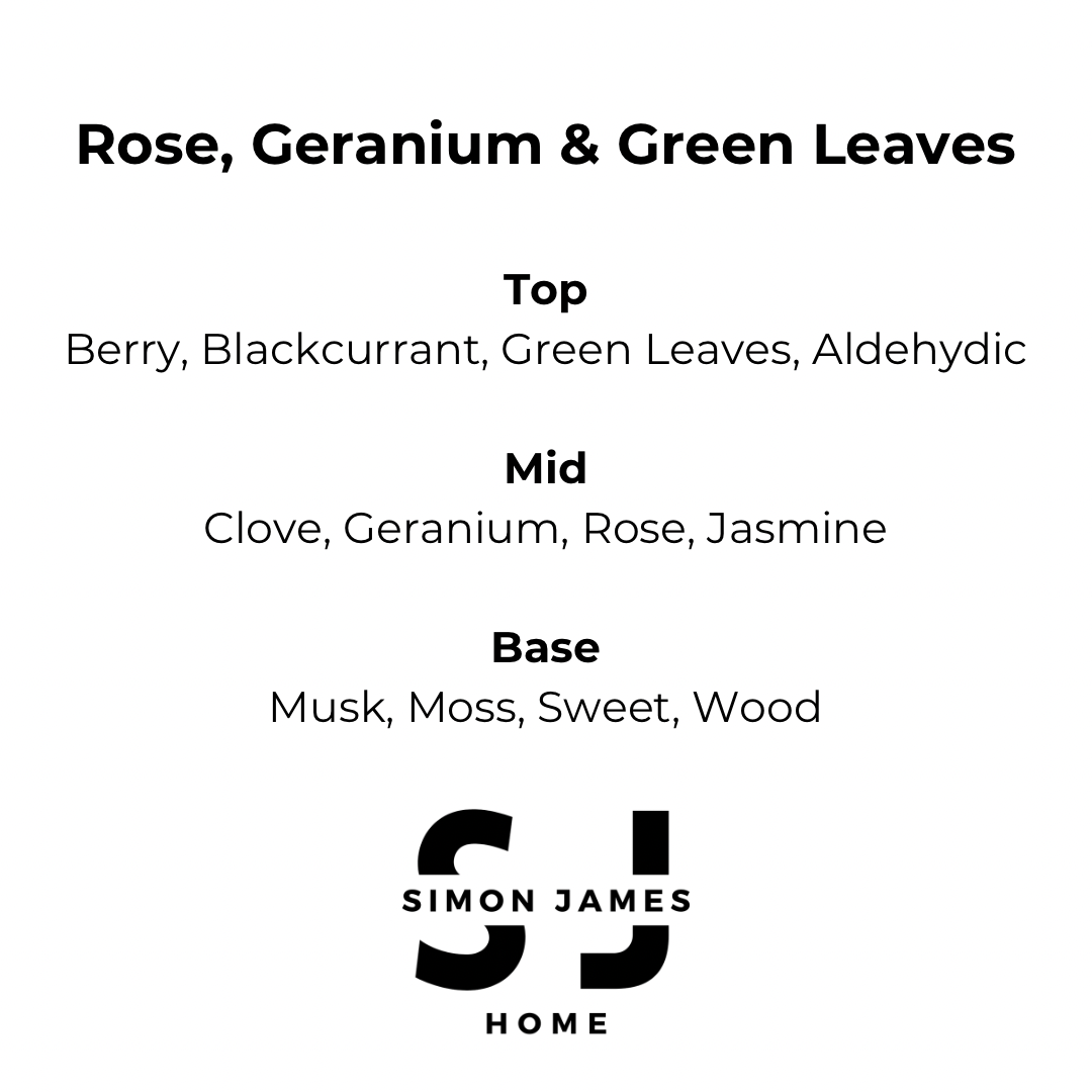 Simon James Home - Rose, Geranium & Green Leaves Reed Diffuser