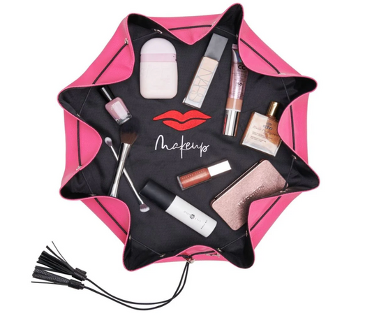 Donna May London Lay Flat Makeup Bag in Hot Raspberry