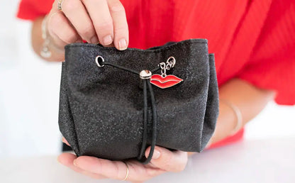 Donna May London Lay Flat Mini Makeup Bag in Sparkly Black