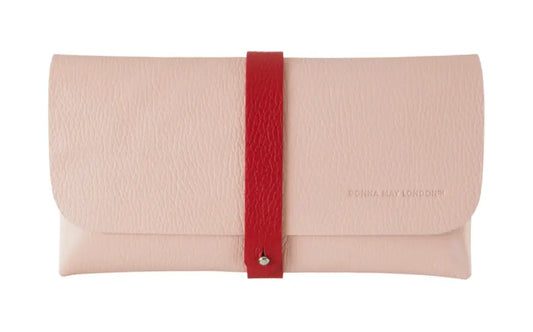 Makeup Brush Case - Pink & Red Leather
