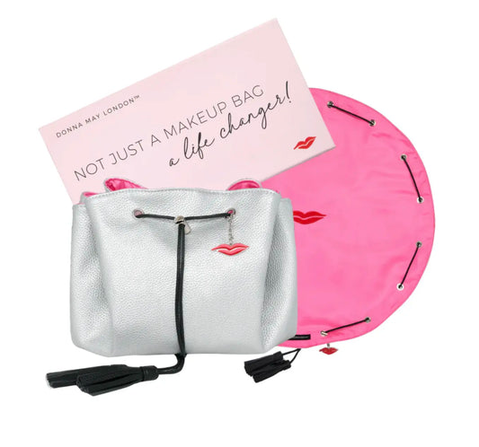 Donna May London Lay Flat Makeup Bag in Silver