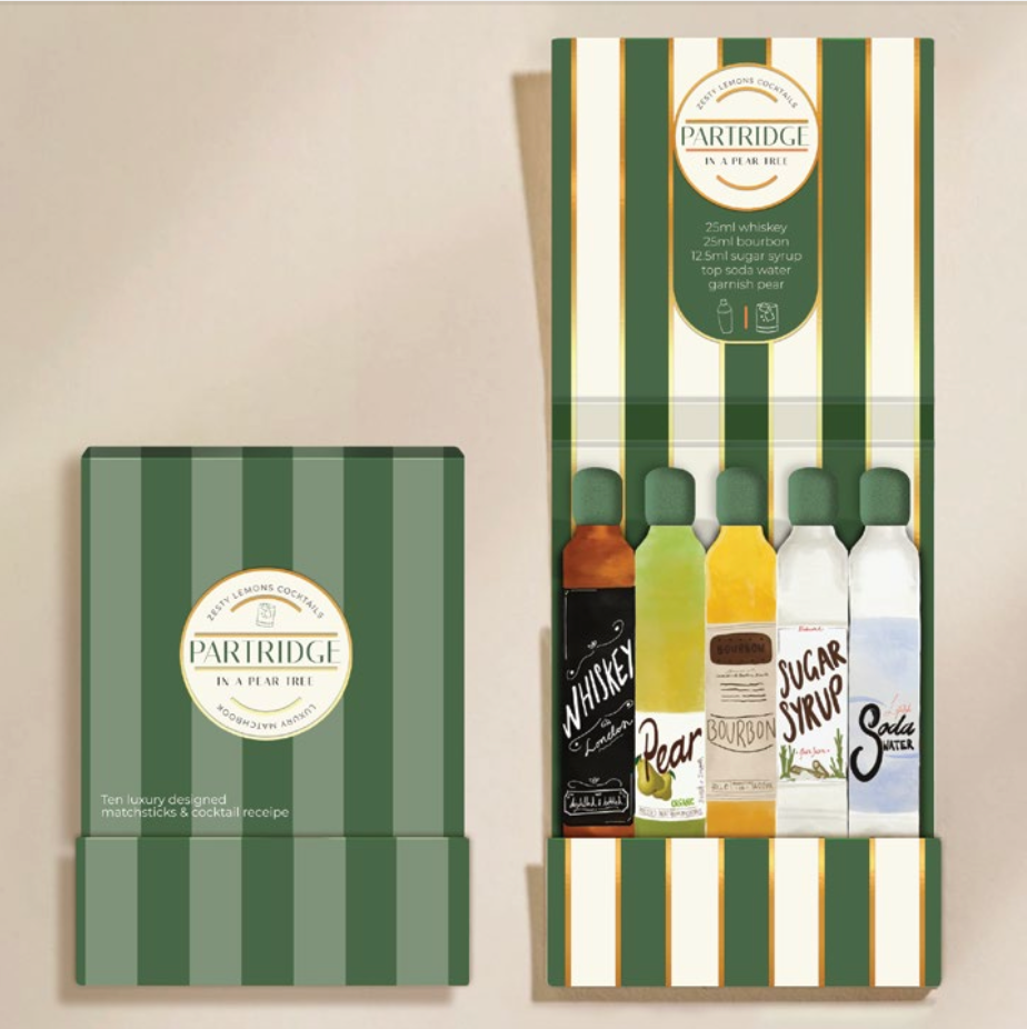Zesty Lemons Partridge in a Pear Tree Cocktail Matchbook