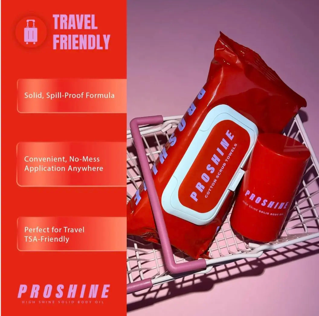 PROSHINE - Exfoliating Towels & Body Oil Bundle