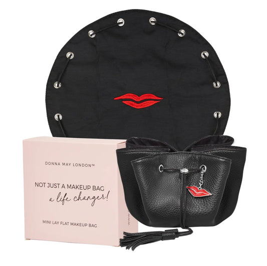 Donna May London Lay Flat Mini Makeup Bag in Black