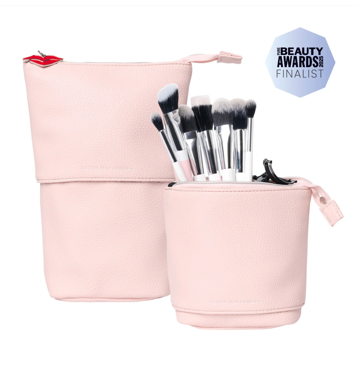 Donna May London Stand & Store Makeup Brush Case in Pink | Adjustable & Travel-Friendly