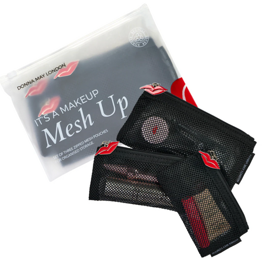 Donna May London Trio of Stylish Mesh Makeup Pouches