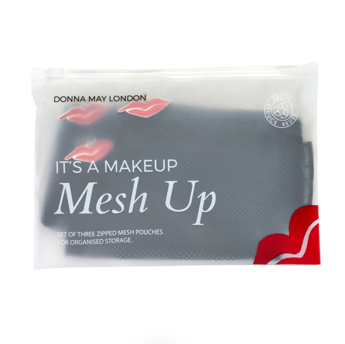 Donna May London Trio of Stylish Mesh Makeup Pouches