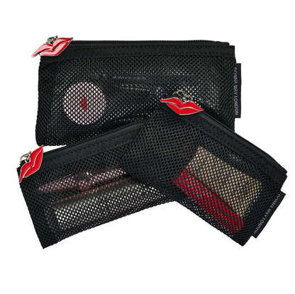 Donna May London Trio of Stylish Mesh Makeup Pouches