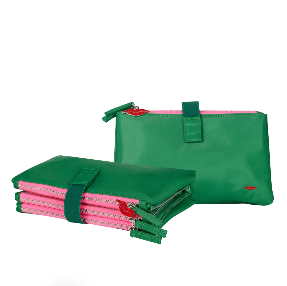 Donna May London Green Knick-Knack Bag Max – 3 Clear Pocket Beauty Organiser