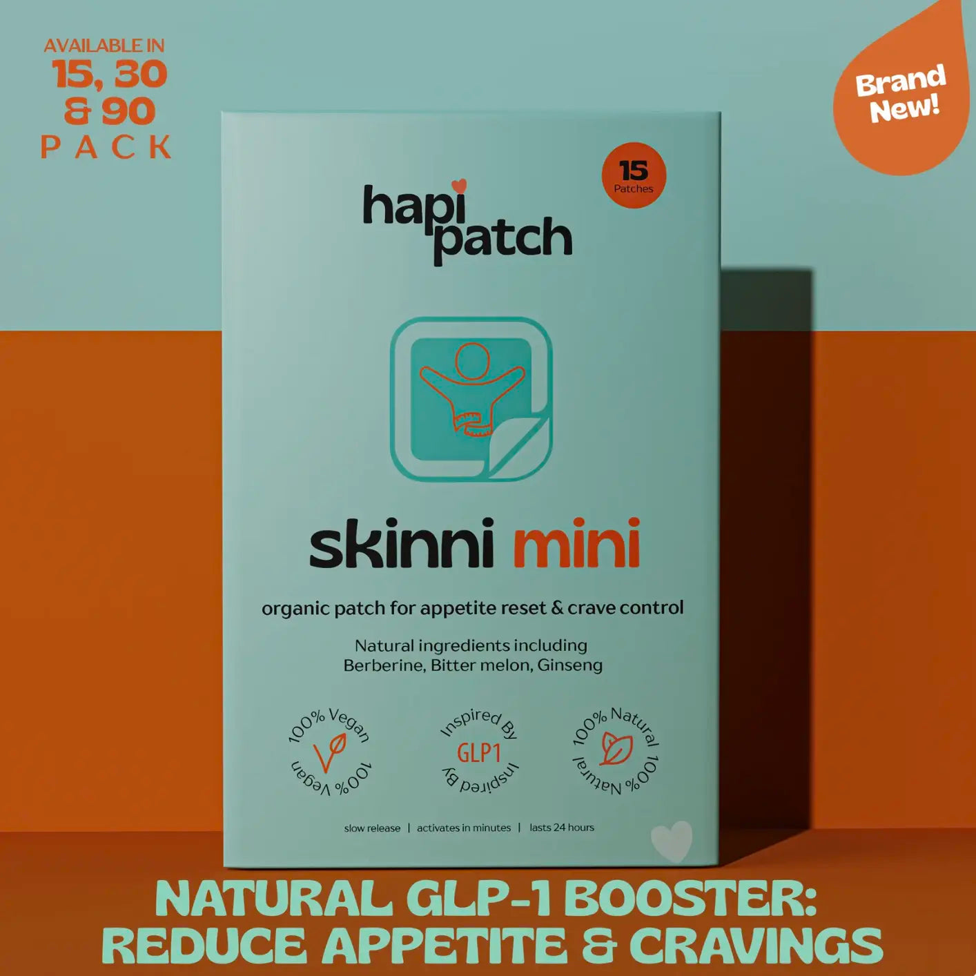 Hapi Patch - Skinni Mini GLP-Booster Patches, 30 Pack