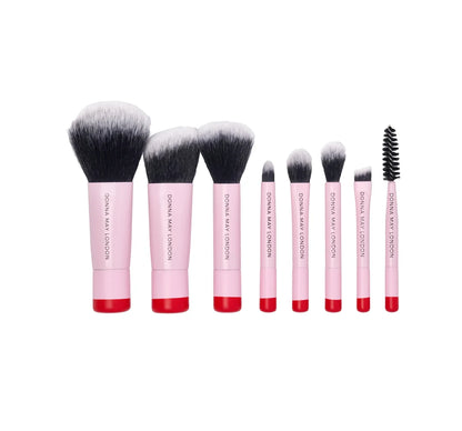 Donna May London 8-Piece Travel Makeup Brush Set in Red Case