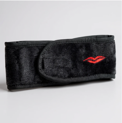 Donna May London Adjustable Spa Style Headband with Red Lip in Black