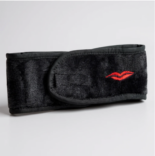 Donna May London Adjustable Spa Style Headband with Red Lip in Black