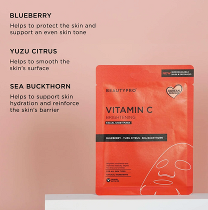 Beauty Pro BRIGHTENING Collagen Sheet Mask with Vitamin C