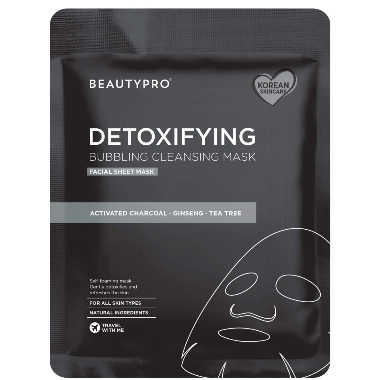 Beauty Pro DETOXIFYING Bubbling Cleansing Sheet Mask with Activated Charcoal