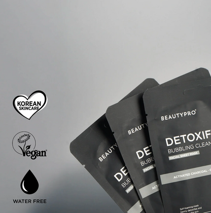 Beauty Pro DETOXIFYING Bubbling Cleansing Sheet Mask with Activated Charcoal