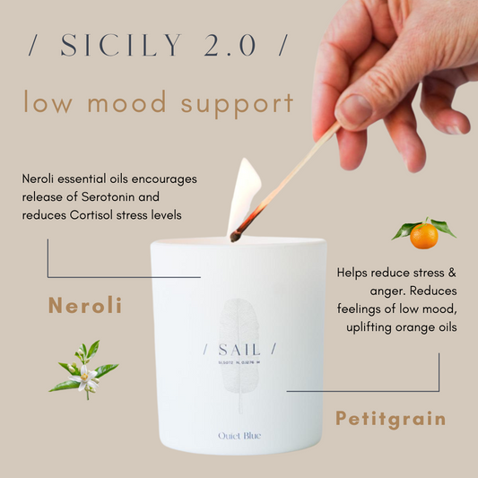Quiet Blue SICILY 2.0 Neroli + Petitgrain Wellbeing Candle