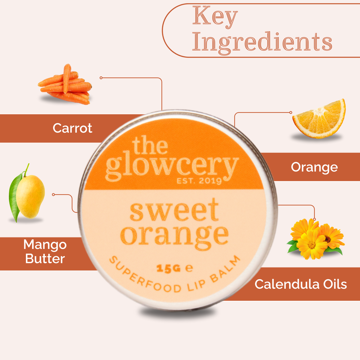 The Glowcery - Sweet Orange Superfood Lip Balm