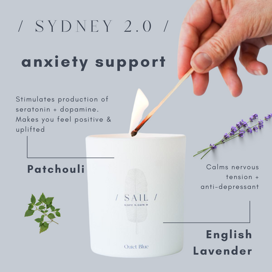Quiet Blue SYDNEY 2.0 Patchouli + English Lavender Wellbeing Candle