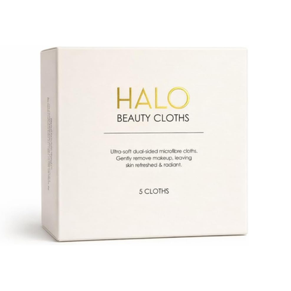 Fighter Shots HALO Beauty Cloths – Ultra-Soft Dual-Sided Microfibre Makeup Remover Cloths (5 Pack) | Reusable, Gentle Cleansing | Luxuriously Soft | 5 Pack (30 x 30 cm)