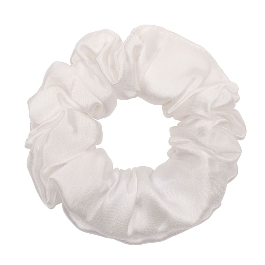 Dream Silk White Silk Scrunchie - Regular