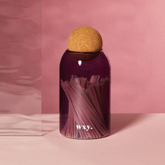 WXY Matches Deep Purple Glass Bottle with Cork Stopper - buy at Counter Culture