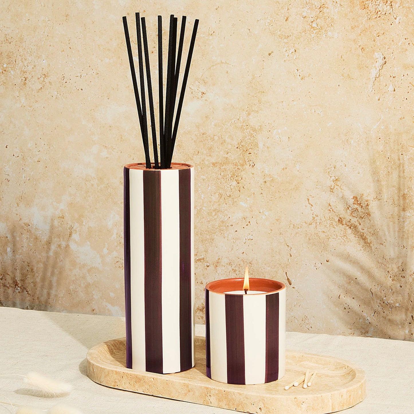 Zesty Lemons Marrakesh: Chocolate Striped Candle