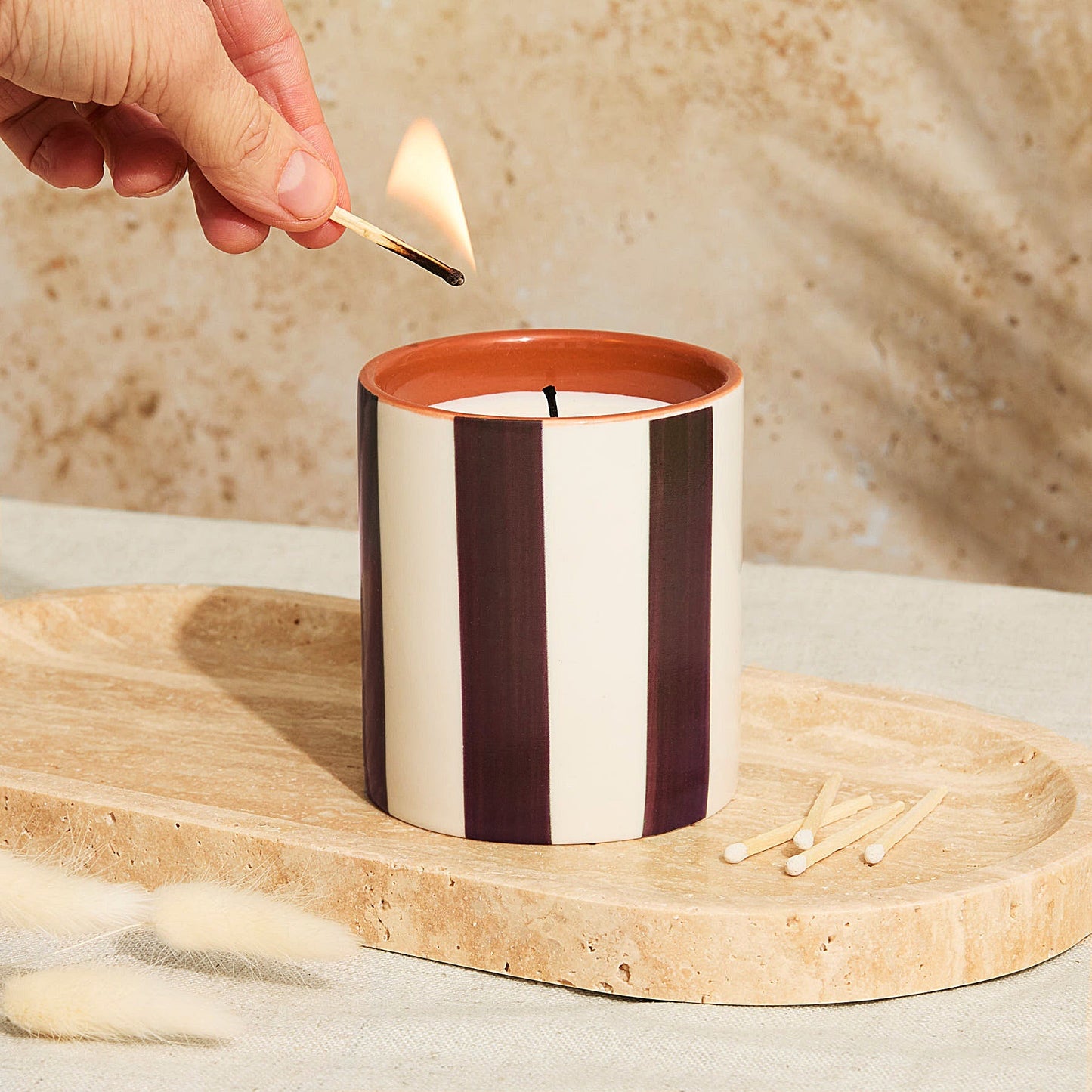 Zesty Lemons Marrakesh: Chocolate Striped Candle