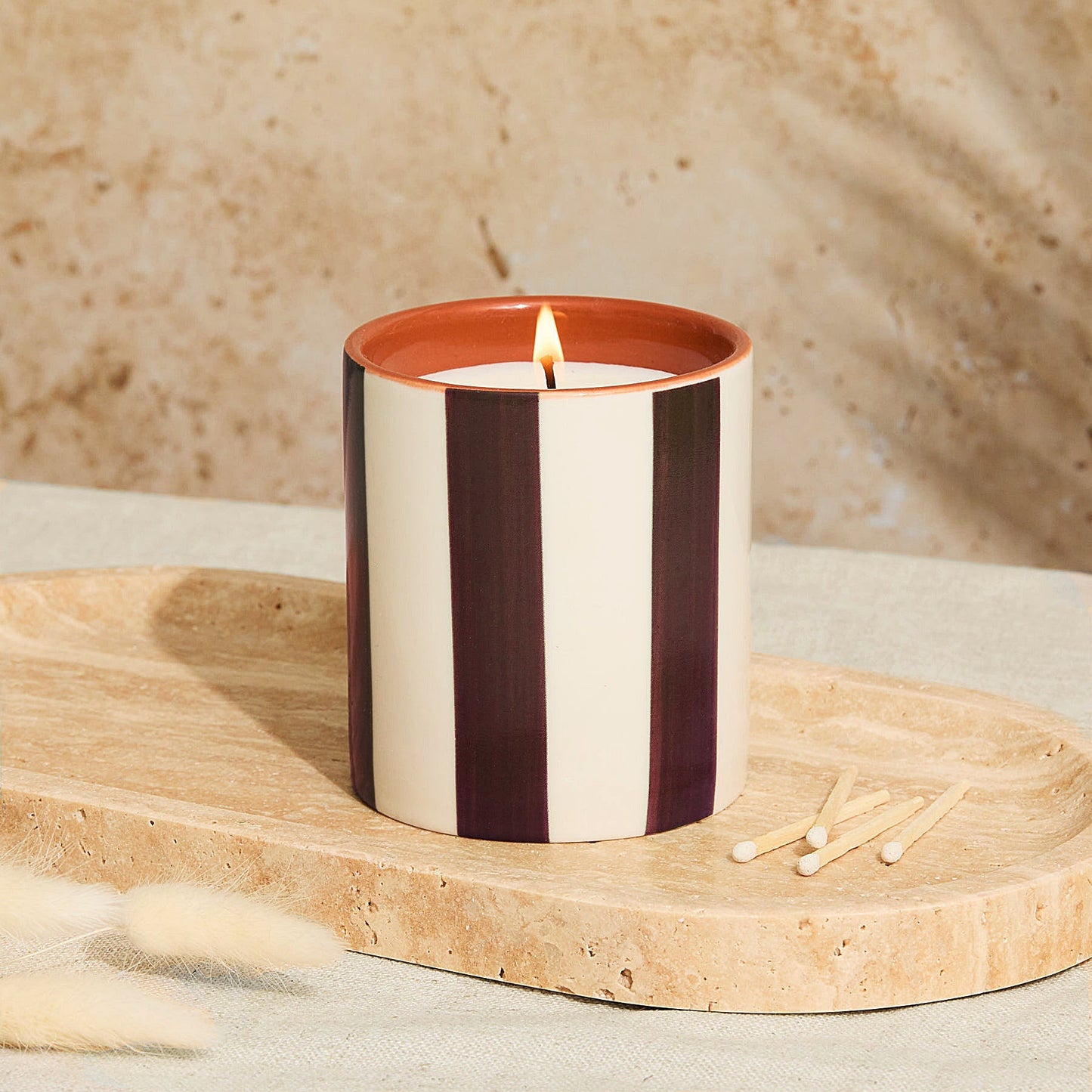 Zesty Lemons Marrakesh: Chocolate Striped Candle
