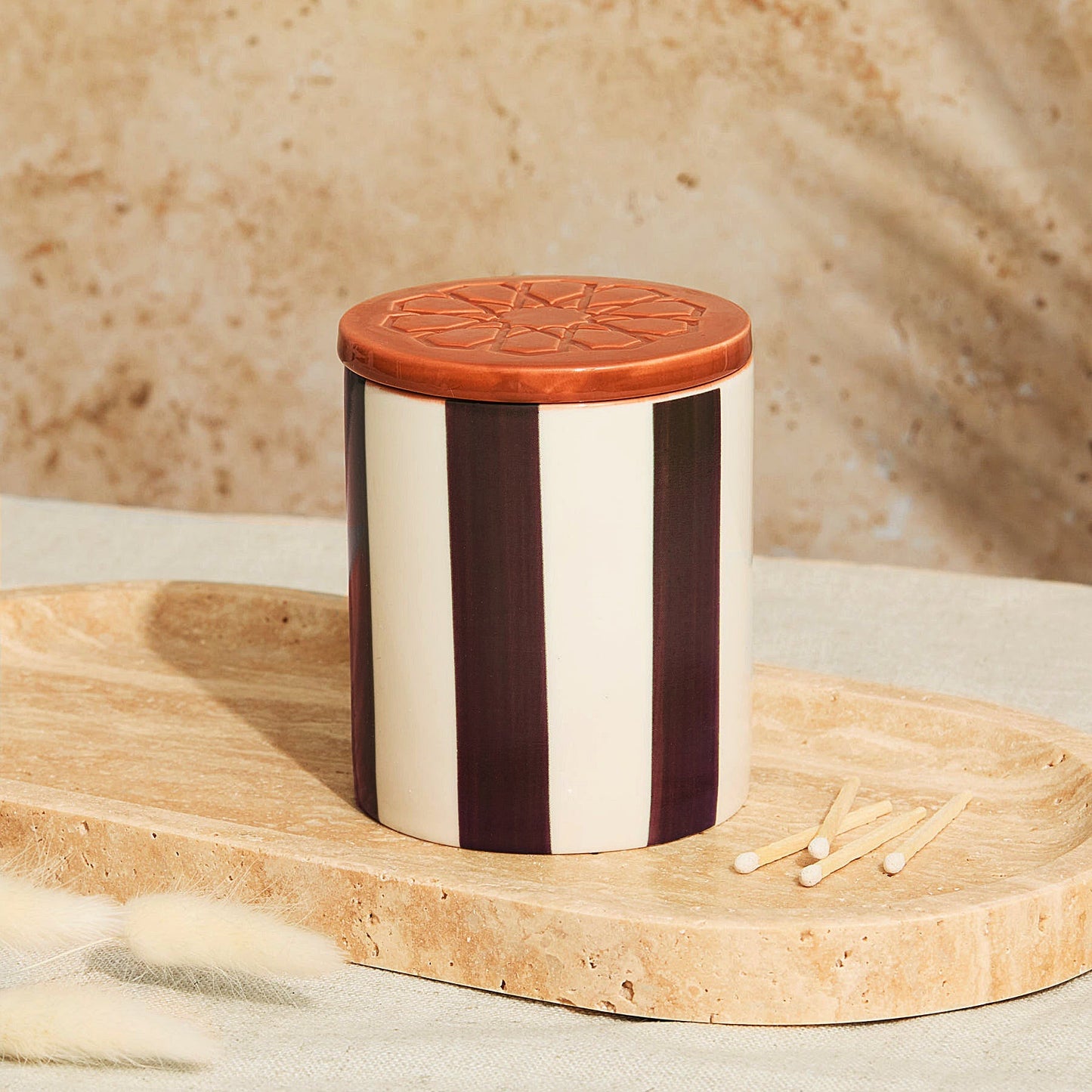 Zesty Lemons Marrakesh: Chocolate Striped Candle