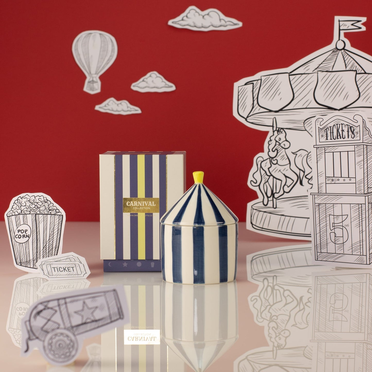 Zesty Lemons Carnival: Navy Magician Candle - Oud & Leather