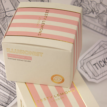 Zesty Lemons Carnival: Illusionist Pink Votive Candle - Fig & Neroli