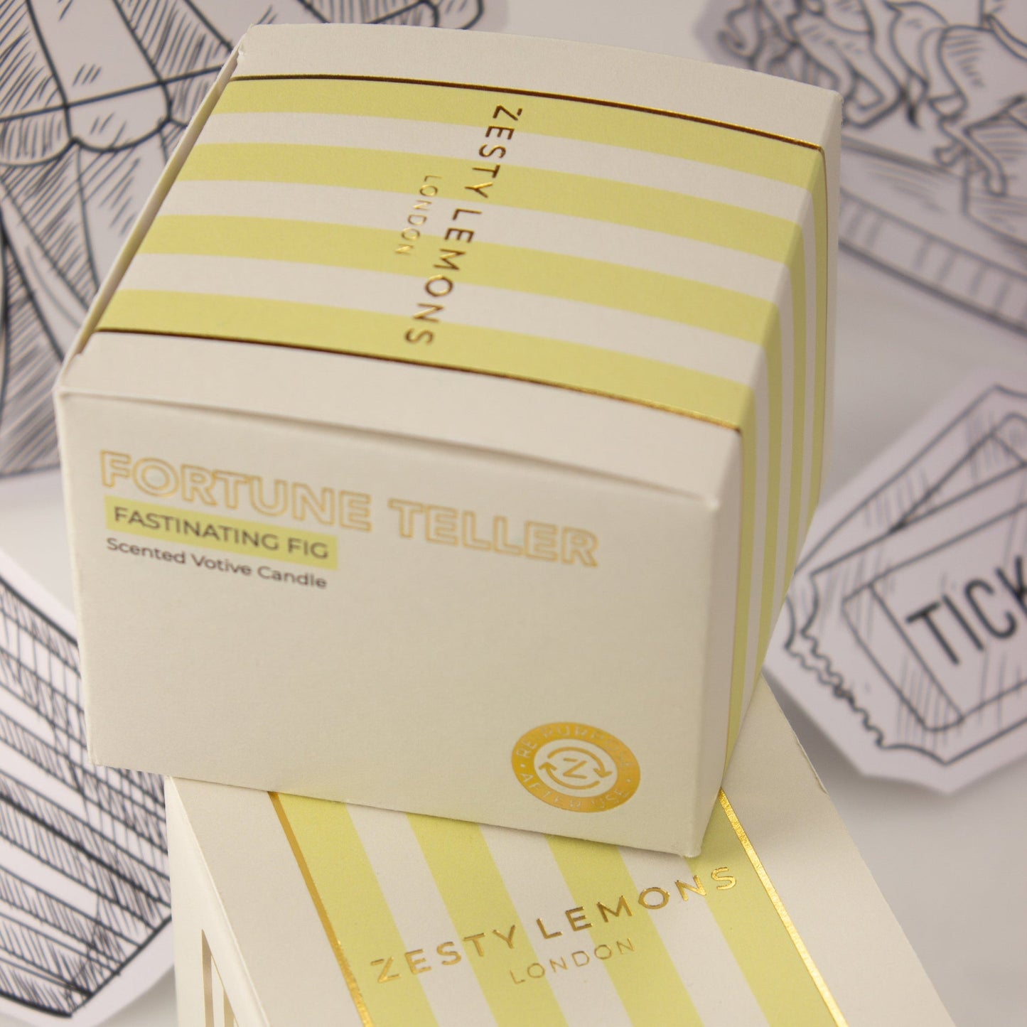 Zesty Lemons Carnival: Fortune Teller Yellow Votive Candle - Amber & Bergamot