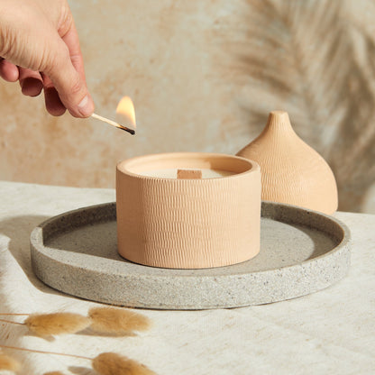 Zesty Lemons Marrakesh: Rounded Sandstone Candle - Myrrh & Tonka