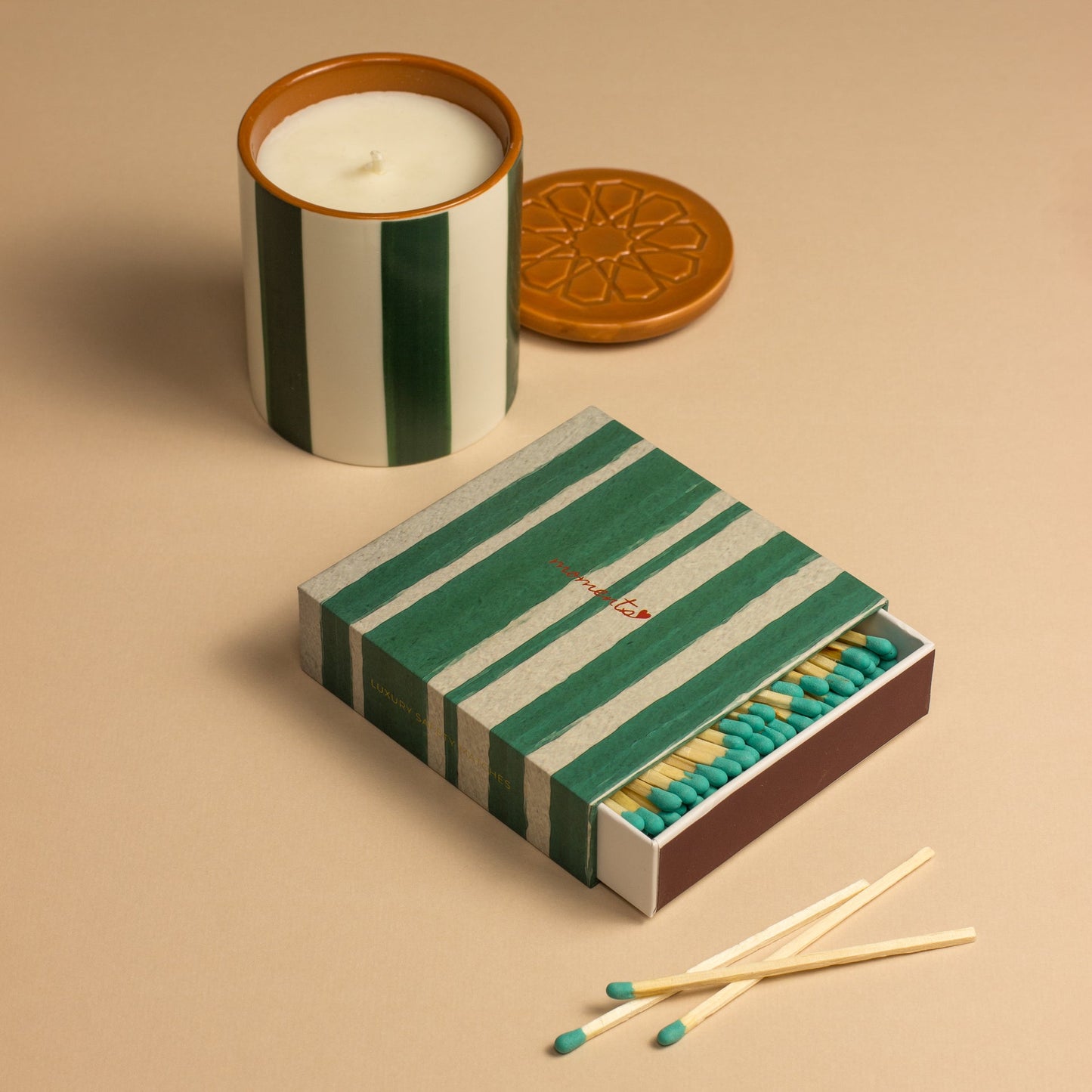 Zesty Lemons Olive Striped Memories Luxury Matches