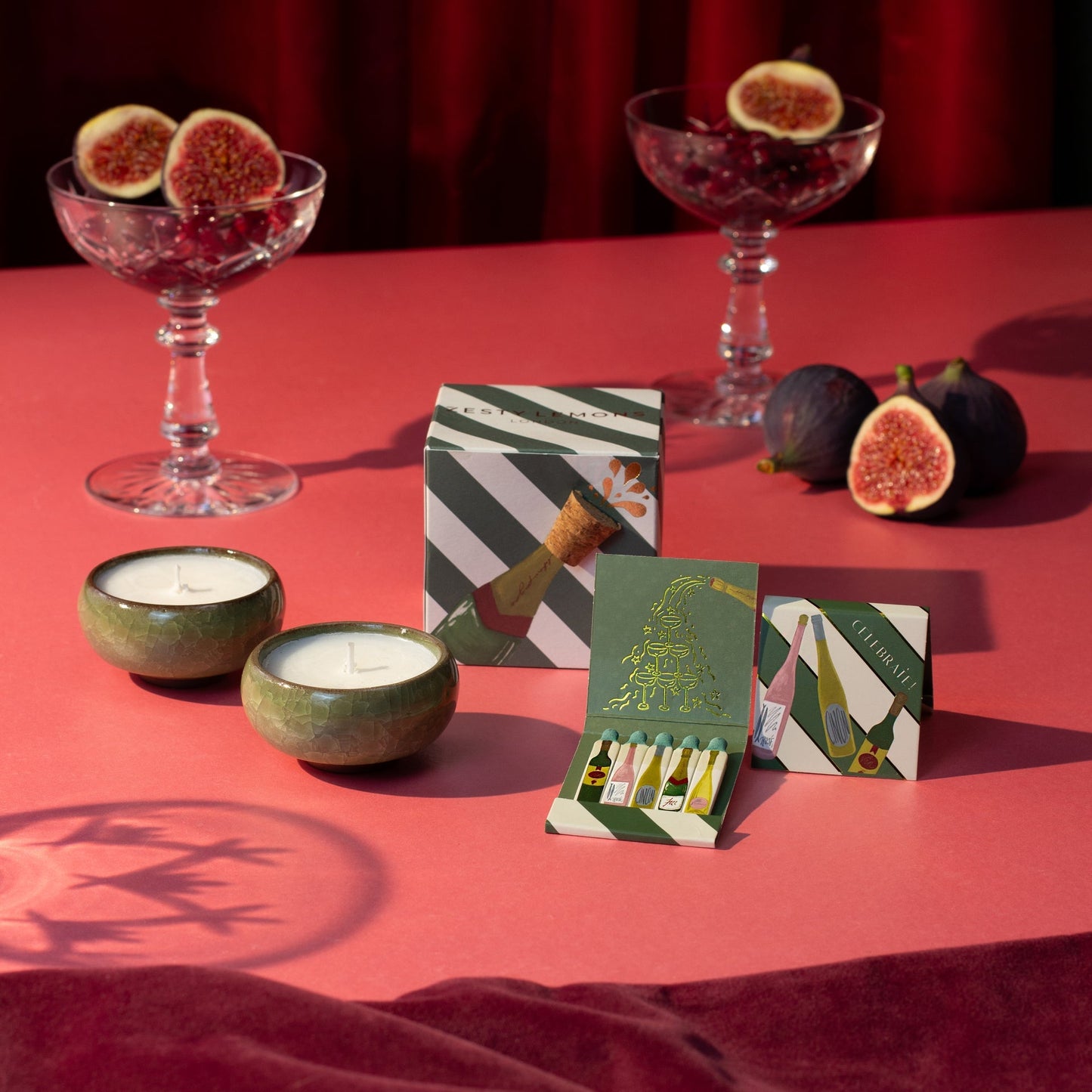 Zesty Lemons Sparkle Season: Celebrate Tea Lights (Box of 2) - Pink Fizz & Polemo