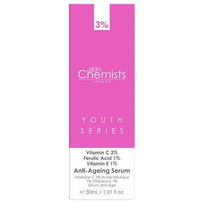 skinChemists Anti-Ageing Serum Vitamin C 3%, Ferulic Acid 1%, Vitamin E 1% 30ml
