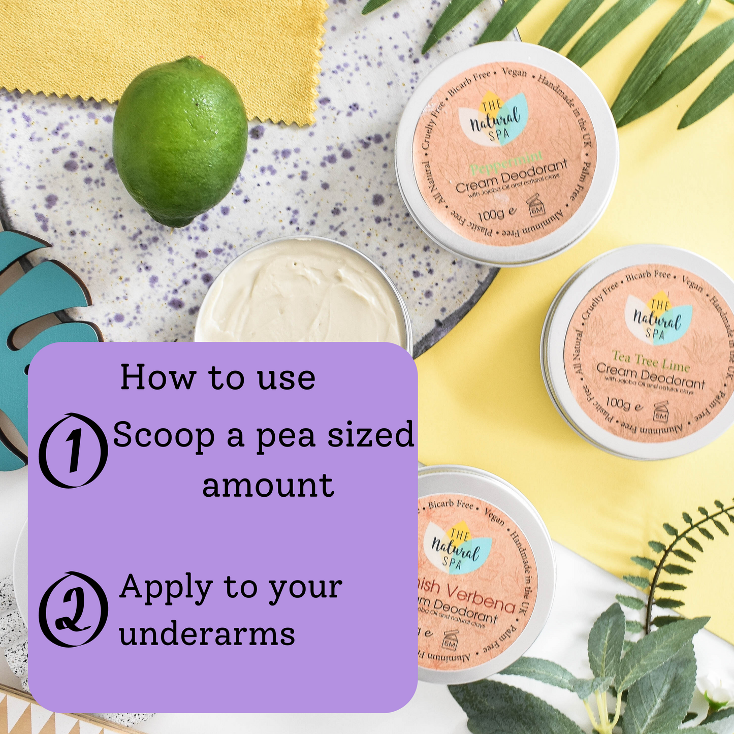 The Natural Spa - Lavender Mint Cream deodorant balm - naturally bicarb and aluminium free