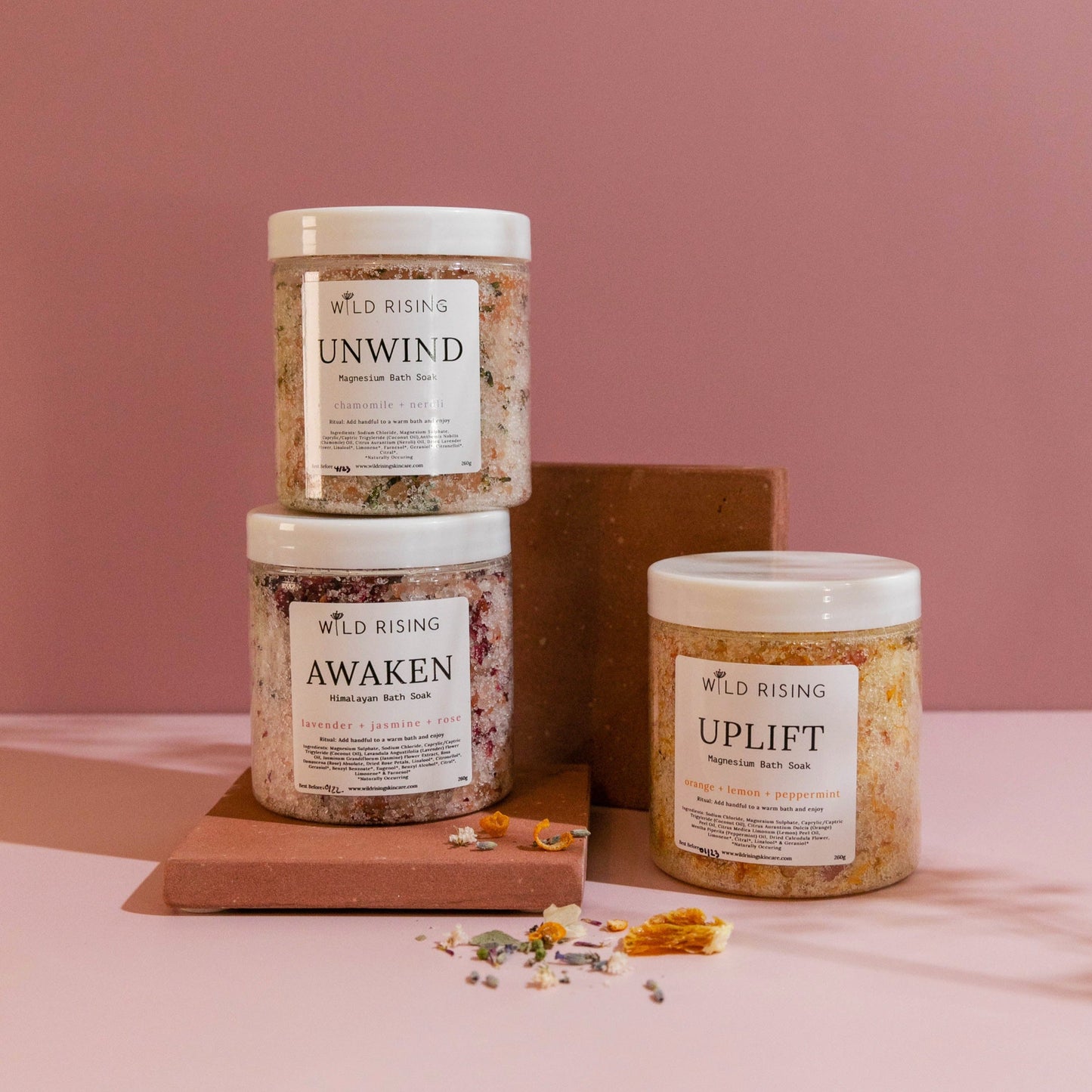 Wild Rising Skincare - Unwind - Chamomile and Neroli Bath Salts 300g