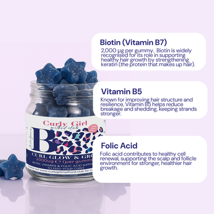 Curly Girl Grow + Glow Hair Vitamins - Biotin+ Gummies