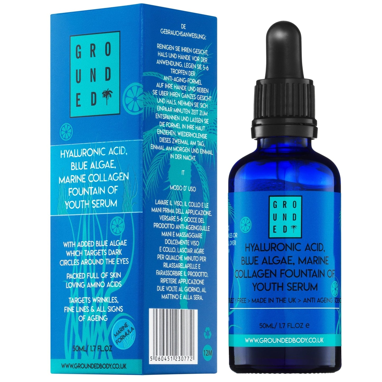 Grounded Body - Blue Algae & Collagen Fountain of Youth HA Facial Serum