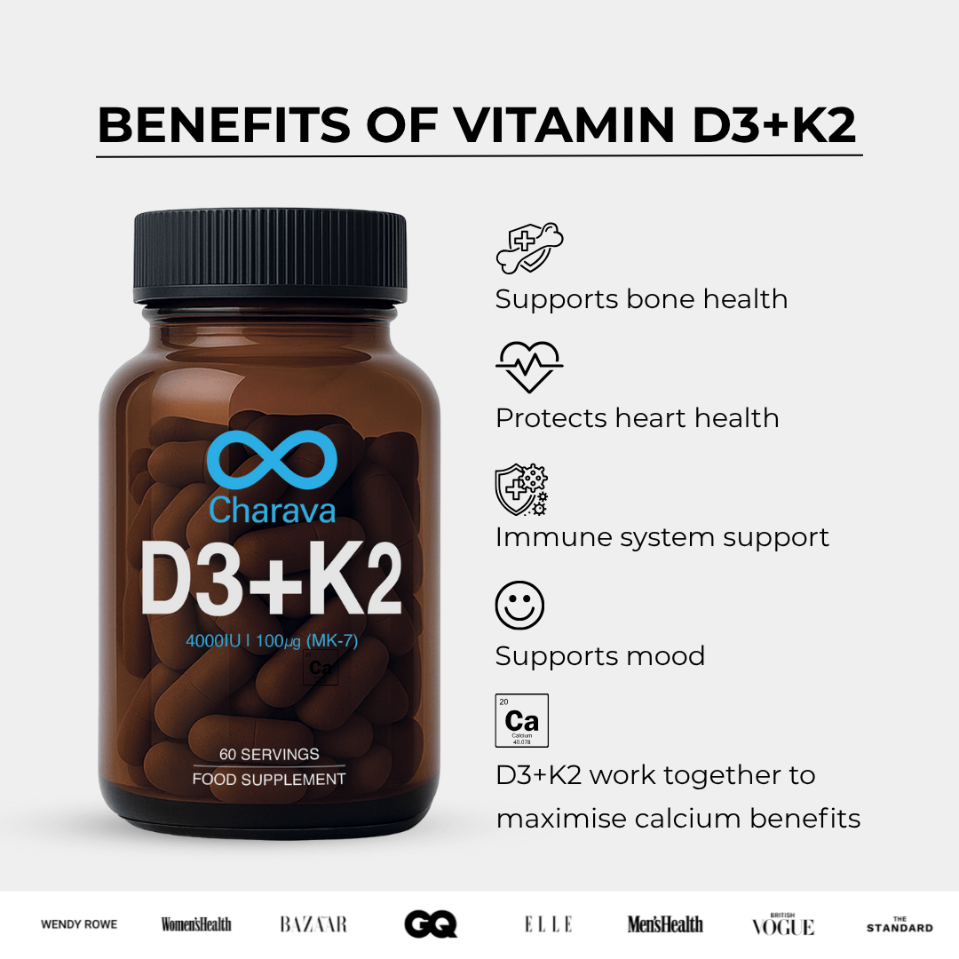 Charava UK -  Vitamin D3 (4000IU) + K2 (MK-7)