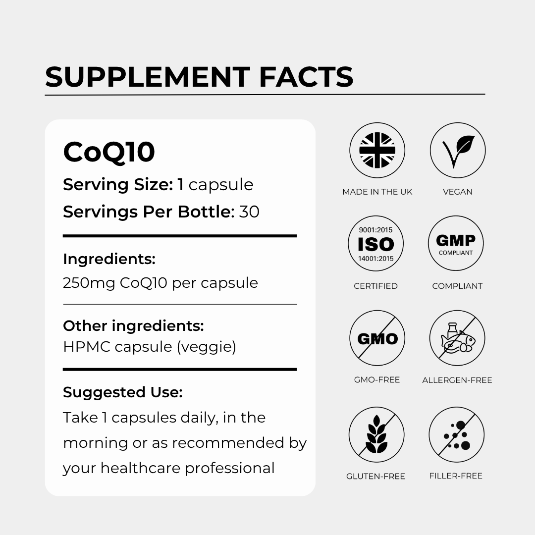 Charava UK - CoQ10 - Ubiquinone Coenzyme Q10 250mg