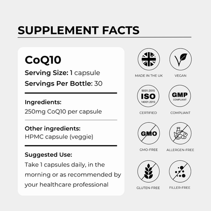 Charava UK - CoQ10 - Ubiquinone Coenzyme Q10 250mg