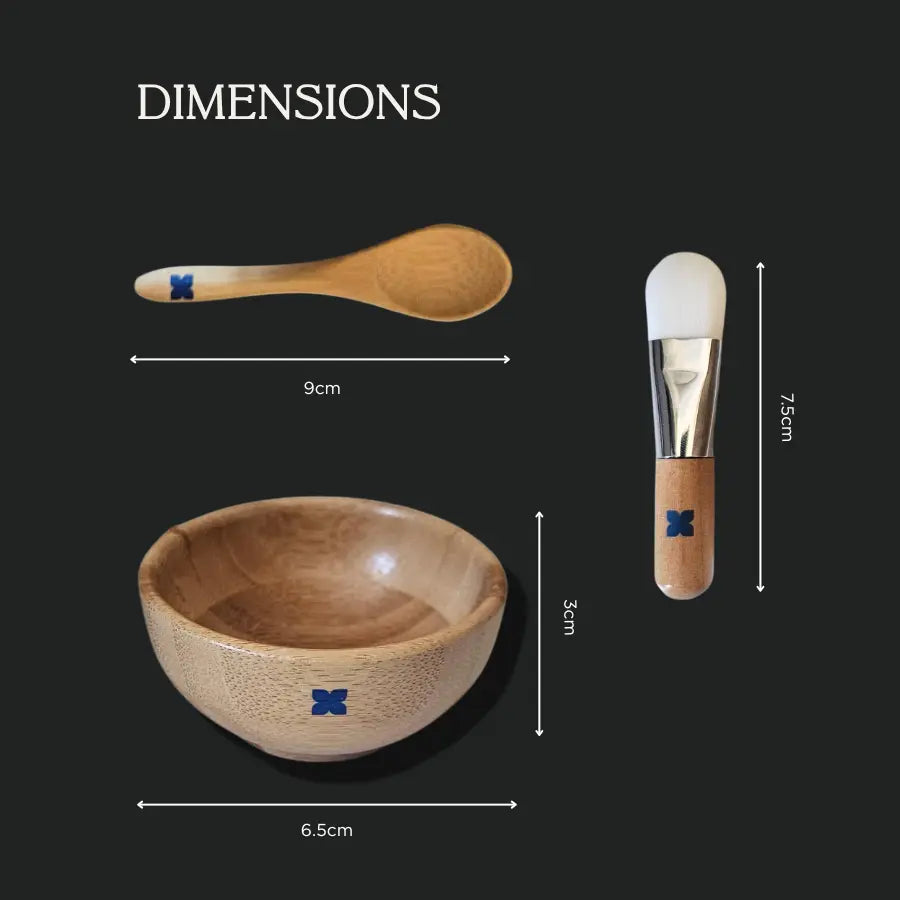Beauty Cleanse Skincare - Bamboo Face Mask Mixing Bowl Set with Spoon & Brush