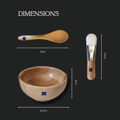 Beauty Cleanse Skincare - Bamboo Face Mask Mixing Bowl Set with Spoon & Brush