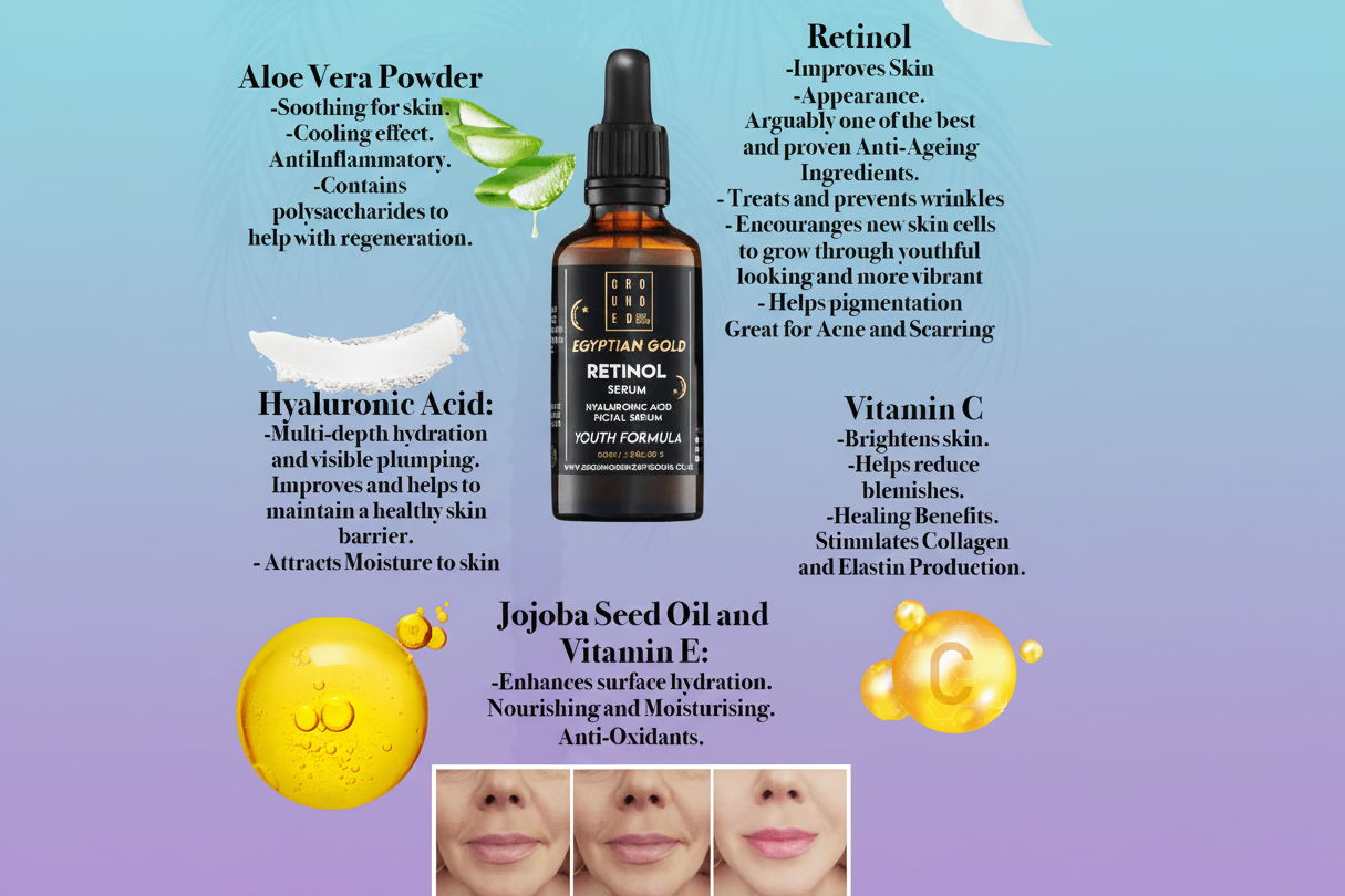 Grounded Egyptian Gold Retinol Face Serum - Anti ageing skincare