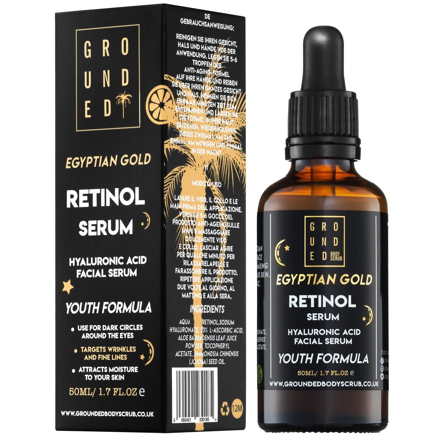 Grounded Egyptian Gold Retinol Face Serum - Anti ageing skincare