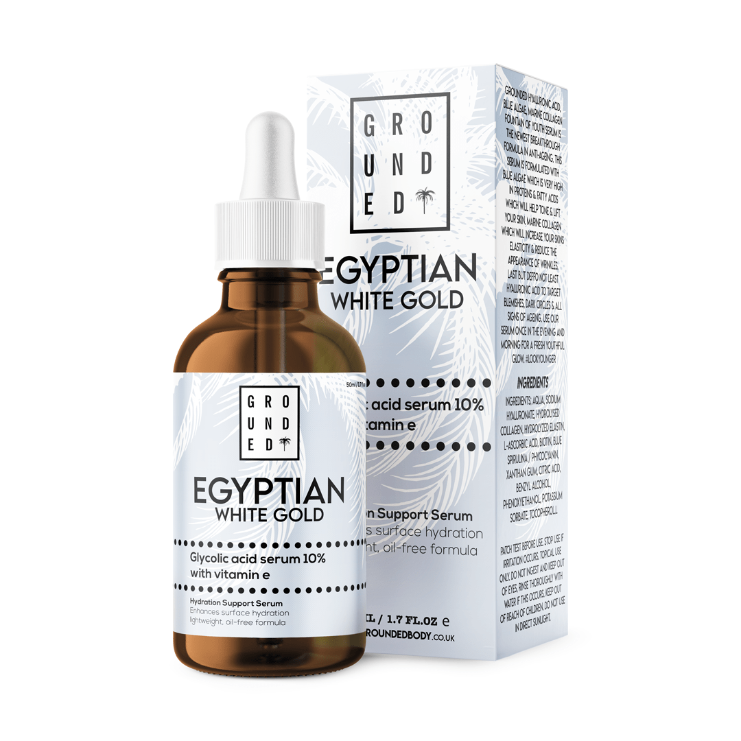 Grounded Body - Egyptian White Gold, Glycolic Acid Serum 10% With Vitamin E version