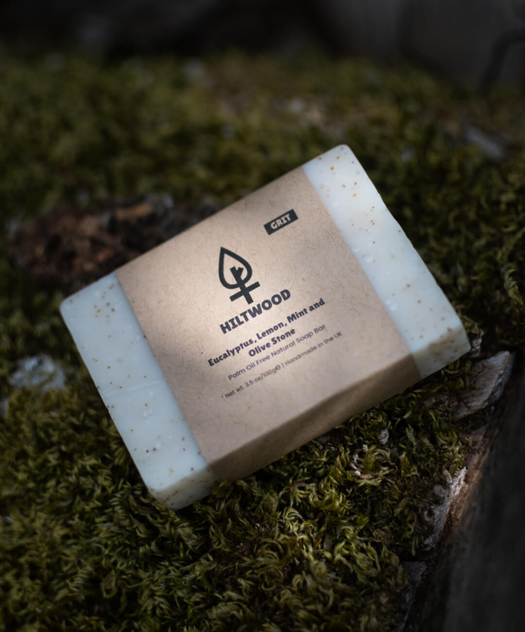 Hiltwood Eucalyptus Lemon Mint and Olive Stone Natural Soap Bar (With Grit)